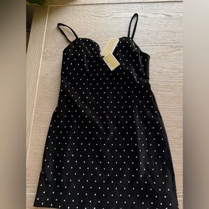 Michael Kors Black Mini Dress with White Polka Dots